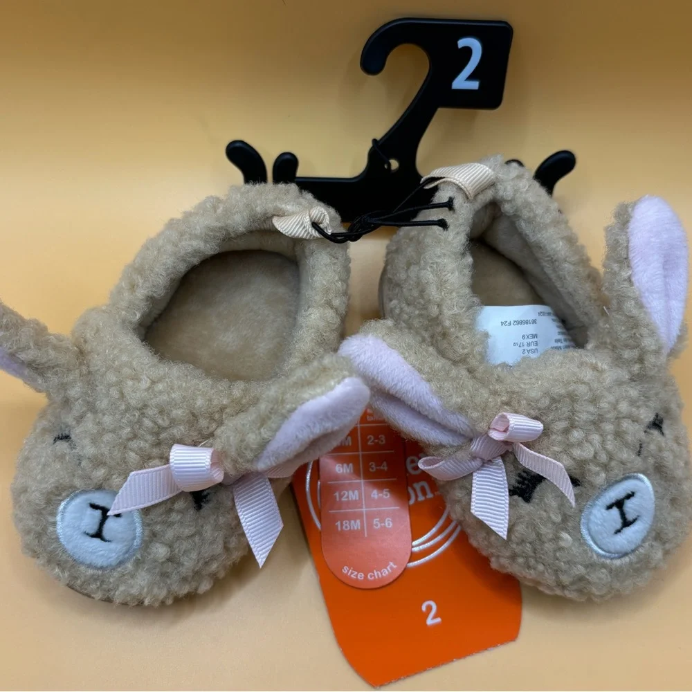 Wonder Nation Baby Girls Farm Animal Slippers Size 2 NWT Christmas Birthday‎